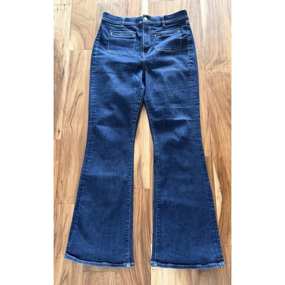 LOFT The Slim Flare Jeans Dark Wash Blue High Rise Denim Blue Pants 30/10